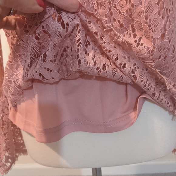 Adrienne Vittadini Pink Lace Blouse S New - Picture 2 of 6